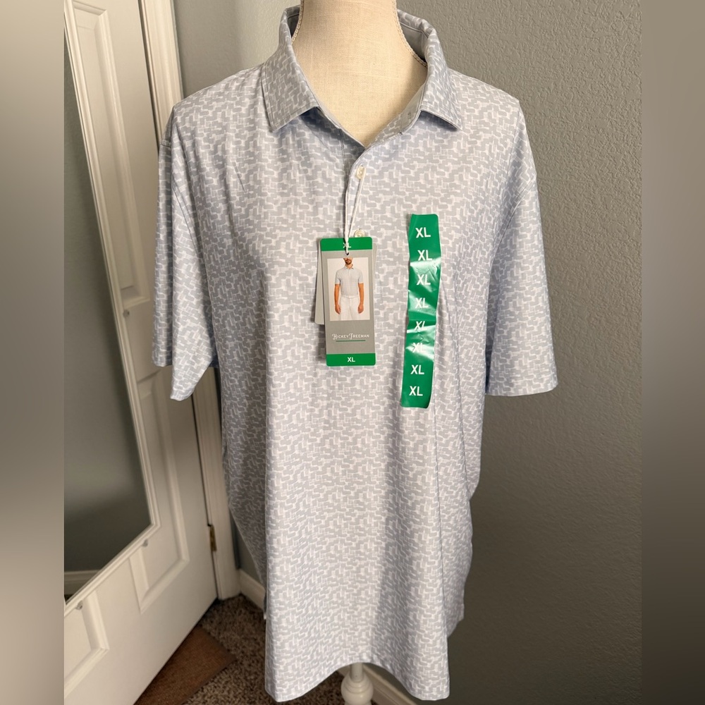NWT Hickey Freeman Men’s Golf Polo Shirt - Light Gray - Size XL